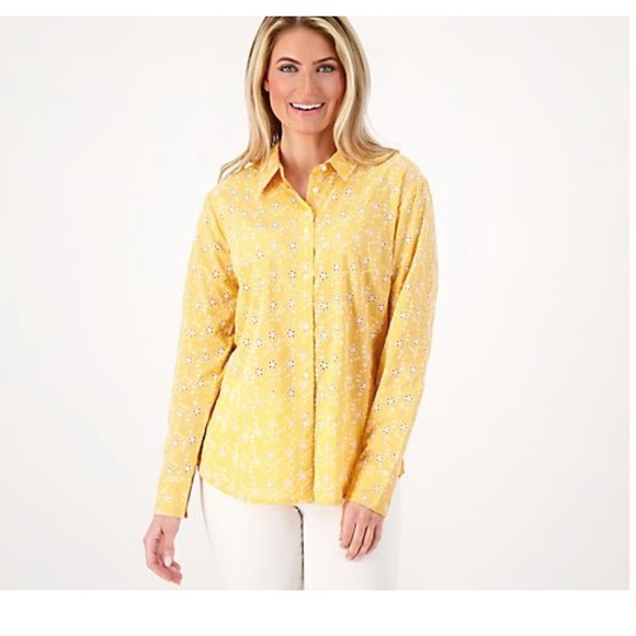 Yellow Cotton Button Down Shirt - Picture 1 of 5